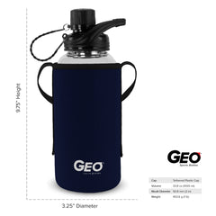 1 Liter Glass Sports Bottle w/ 65mm Plastic Cap & Protective Sleeve