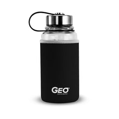 1 Liter Glass Sports Bottle w/ 65mm Steel Cap & Protective Sleeve