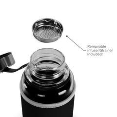 1 Liter Glass Sports Bottle w/ 65mm Steel Cap & Protective Sleeve