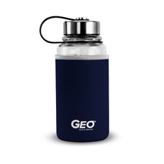 1 Liter Glass Sports Bottle w/ 65mm Steel Cap & Protective Sleeve