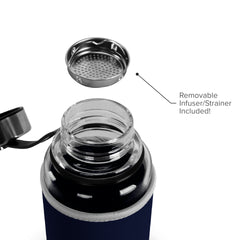 1 Liter Glass Sports Bottle w/ 65mm Steel Cap & Protective Sleeve