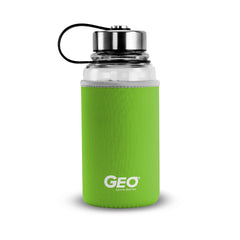 1 Liter Glass Sports Bottle w/ 65mm Steel Cap & Protective Sleeve