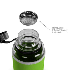 1 Liter Glass Sports Bottle w/ 65mm Steel Cap & Protective Sleeve