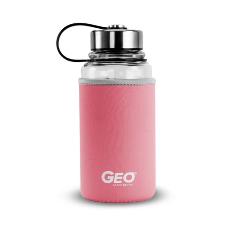 1 Liter Glass Sports Bottle w/ 65mm Steel Cap & Protective Sleeve