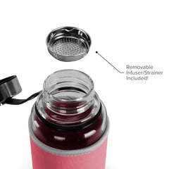1 Liter Glass Sports Bottle w/ 65mm Steel Cap & Protective Sleeve