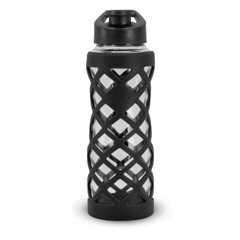 Geo 24oz. Glass Bottle with Rubber Diamond Design