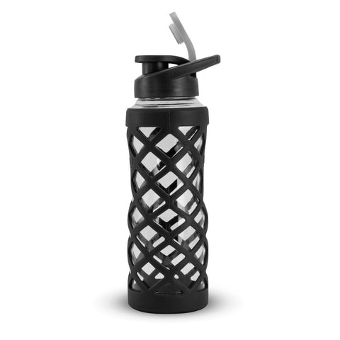 Geo 24oz. Glass Bottle with Rubber Diamond Design