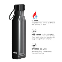 17 oz Rubber Coated Stainless Steel Sports Bottle w/ Carrying Handle