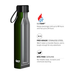 17 oz Rubber Coated Stainless Steel Sports Bottle w/ Carrying Handle