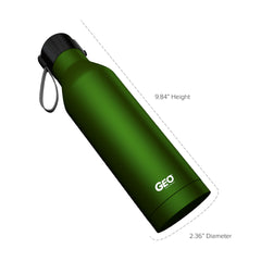 17 oz Rubber Coated Stainless Steel Sports Bottle w/ Carrying Handle
