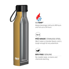 17 oz Rubber Coated Stainless Steel Sports Bottle w/ Carrying Handle