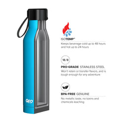 17 oz Rubber Coated Stainless Steel Sports Bottle w/ Carrying Handle