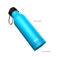 17 oz Rubber Coated Stainless Steel Sports Bottle w/ Carrying Handle