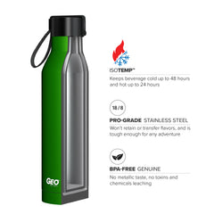 17 oz Rubber Coated Stainless Steel Sports Bottle w/ Carrying Handle