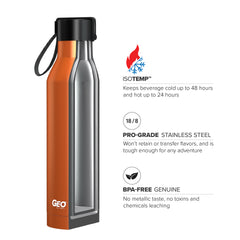 17 oz Rubber Coated Stainless Steel Sports Bottle w/ Carrying Handle