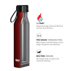 17 oz Rubber Coated Stainless Steel Sports Bottle w/ Carrying Handle