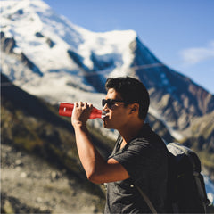 17 oz Rubber Coated Stainless Steel Sports Bottle w/ Carrying Handle