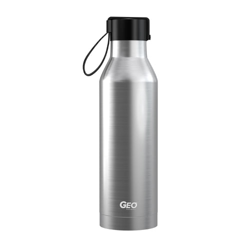 17 oz Rubber Coated Stainless Steel Sports Bottle w/ Carrying Handle