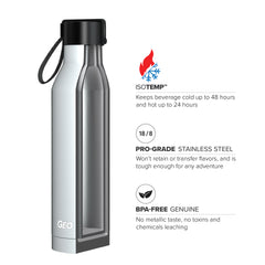 17 oz Rubber Coated Stainless Steel Sports Bottle w/ Carrying Handle