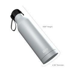 17 oz Rubber Coated Stainless Steel Sports Bottle w/ Carrying Handle