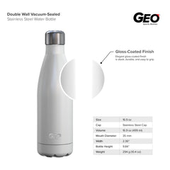 17oz Double Wall Vacuum Insulated Flask, Gloss Finish