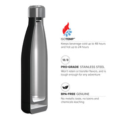17oz Double Wall Vacuum Insulated Flask, Standard Mouth and POWDER FINISH
