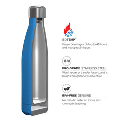 17oz Double Wall Vacuum Insulated Flask, Standard Mouth and POWDER FINISH