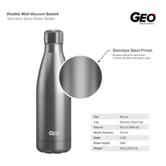 17oz Double Wall Vacuum Insulated Flask, Standard Mouth and POWDER FINISH