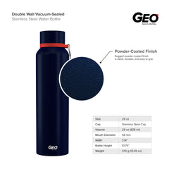 28 oz Powder SS Widemouth Sports Bottle w/ 58 mm Cap