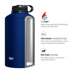 64oz Double Wall Vacuum Insulated Growler, Wide Mouth and POWDER FINISH