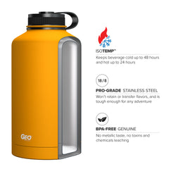 64oz Double Wall Vacuum Insulated Growler, Wide Mouth and POWDER FINISH