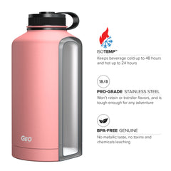 64oz Double Wall Vacuum Insulated Growler, Wide Mouth and POWDER FINISH