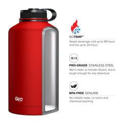 64oz Double Wall Vacuum Insulated Growler, Wide Mouth and POWDER FINISH
