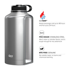 64oz Double Wall Vacuum Insulated Growler, Wide Mouth and POWDER FINISH