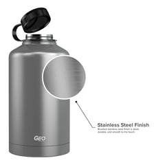 64oz Double Wall Vacuum Insulated Growler, Wide Mouth and POWDER FINISH