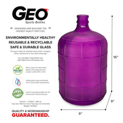 Geo Bottles Glass Bottles 3 Gallon Round Frosted Glass Carboy w/55mm Crown Top