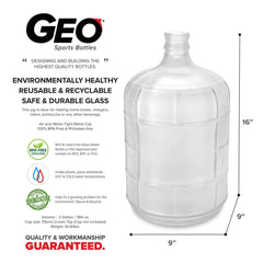 Geo Bottles Glass Bottles 3 Gallon Round Frosted Glass Carboy w/55mm Crown Top
