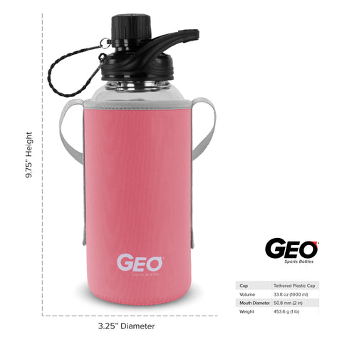 Geo sports bottles 1 gal Red Stainless Steel Water Bottle with