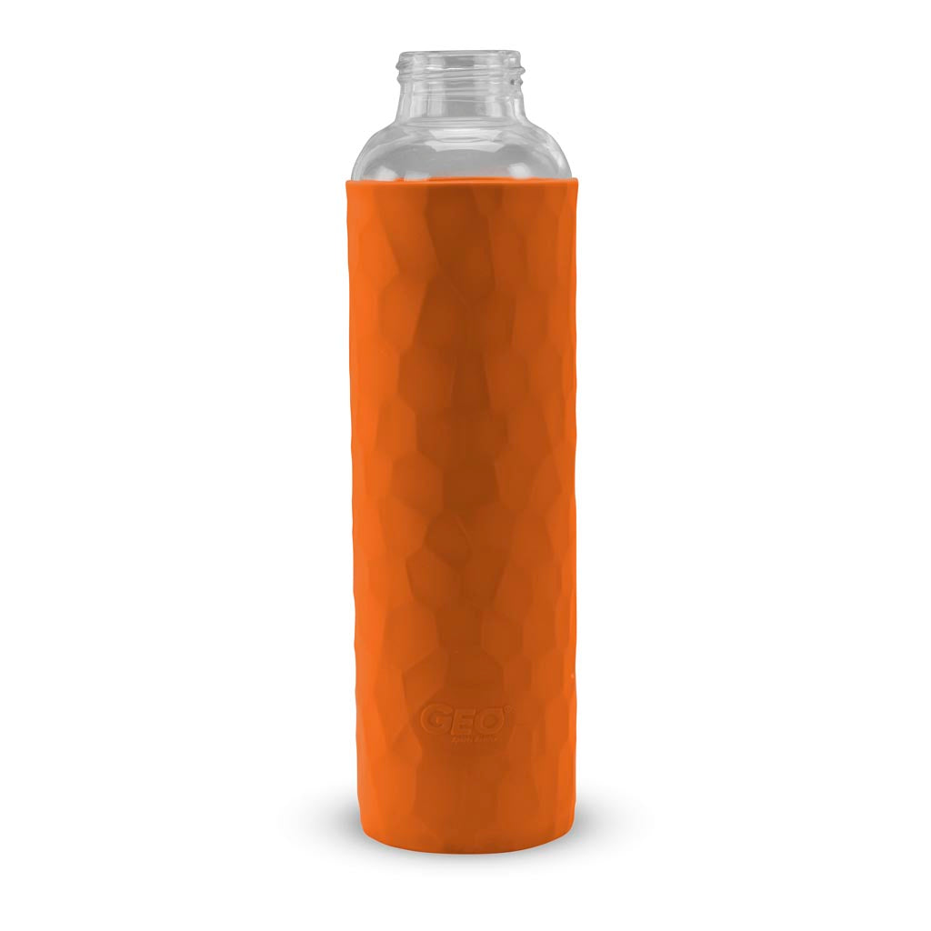 Geo 23oz Glass Water Bottle w/ Textured Silicone Sleeve & Straw