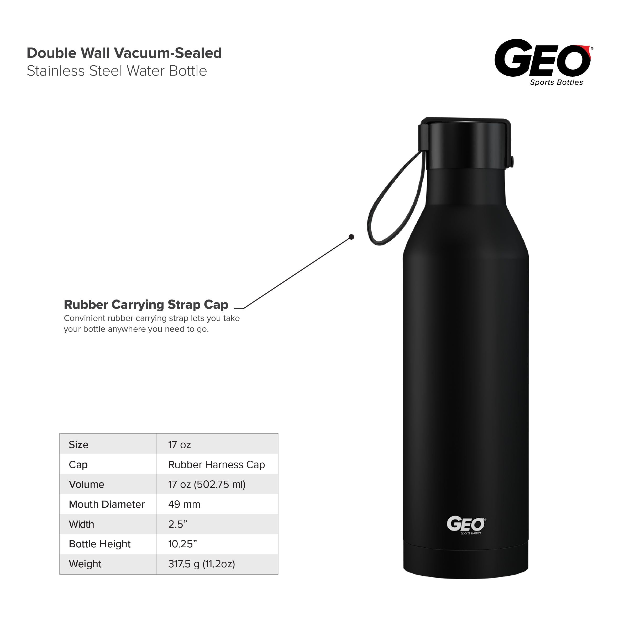 17 oz. Glass Water Bottles with Carrying Strap