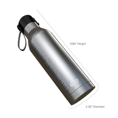 17 oz Rubber Coated Stainless Steel Sports Bottle w/ Carrying Handle