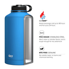 64oz Double Wall Vacuum Insulated Growler, Wide Mouth and POWDER FINISH