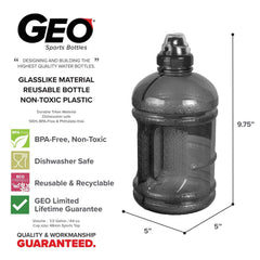 Geo Bottles Bottles 1/2 Gallon (64 oz.) BPA FREE Plastic Water Bottle w/ 48mm Twist Cap