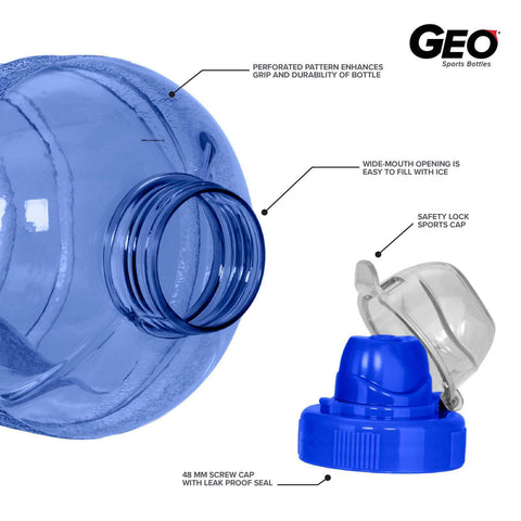 Geo Bottles Bottles 1/2 Gallon (64 oz.) BPA FREE Plastic Water Bottle w/ 48mm Twist Cap