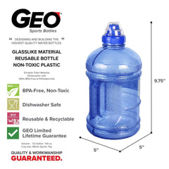 Geo Bottles Bottles 1/2 Gallon (64 oz.) BPA FREE Plastic Water Bottle w/ 48mm Twist Cap