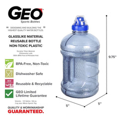 Geo Bottles Bottles 1/2 Gallon (64 oz.) BPA FREE Plastic Water Bottle w/ 48mm Twist Cap