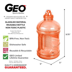 Geo Bottles Bottles 1/2 Gallon (64 oz.) BPA FREE Plastic Water Bottle w/ 48mm Twist Cap