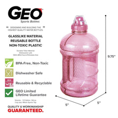 Geo Bottles Bottles 1/2 Gallon (64 oz.) BPA FREE Plastic Water Bottle w/ 48mm Twist Cap