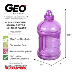 Geo Bottles Bottles 1/2 Gallon (64 oz.) BPA FREE Plastic Water Bottle w/ 48mm Twist Cap