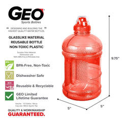 Geo Bottles Bottles 1/2 Gallon (64 oz.) BPA FREE Plastic Water Bottle w/ 48mm Twist Cap